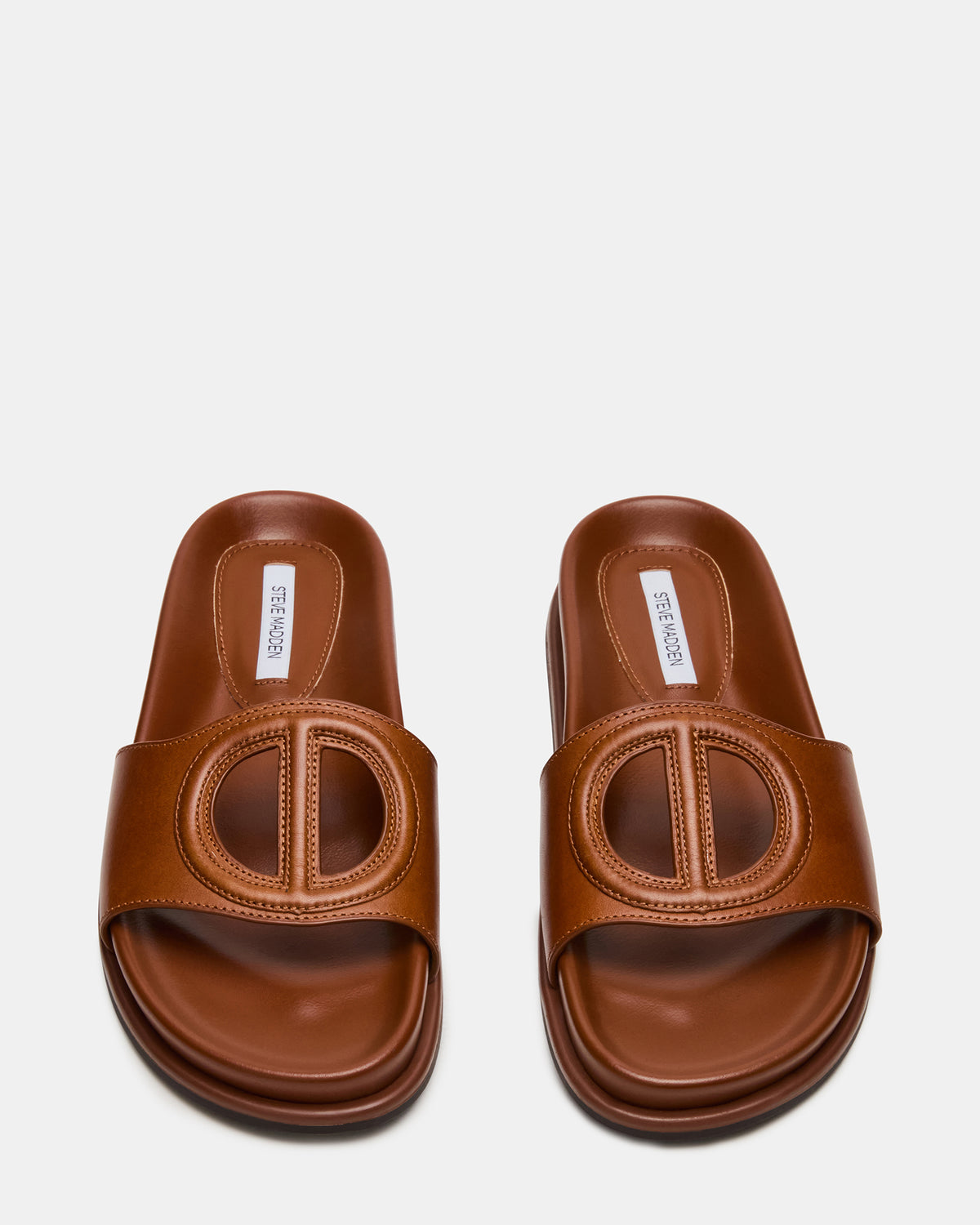 ZOSIA Cognac Leather Cut-Out Slide Footbed Women's Sandal - Steve Madden