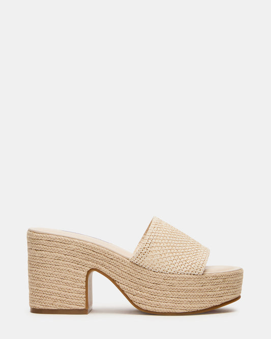 TRIPPY Natural Raffia Platform Mule Women's Sandal - Steve Madden