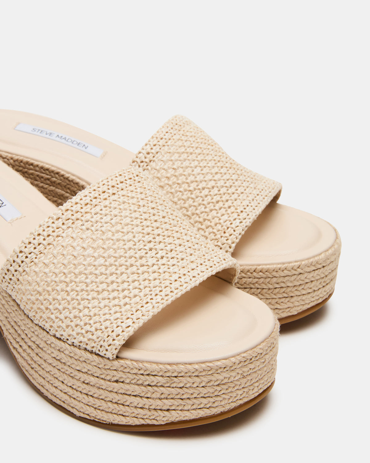 TRIPPY Natural Raffia Platform Mule Women's Sandal - Steve Madden