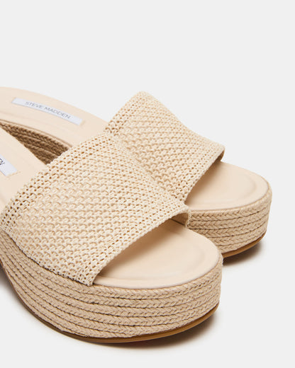 TRIPPY Natural Raffia Platform Mule Women's Sandal - Steve Madden