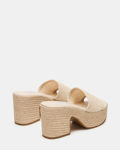 TRIPPY Natural Raffia Platform Mule Women's Sandal - Steve Madden