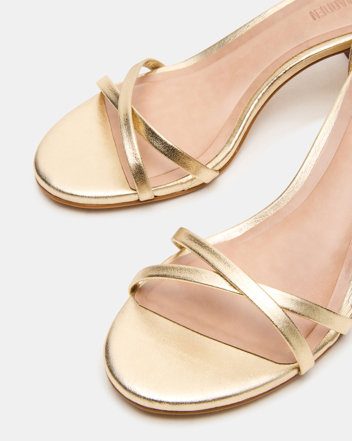 RAE Gold Leather Strappy Block Heel Women's Sandal - Steve Madden