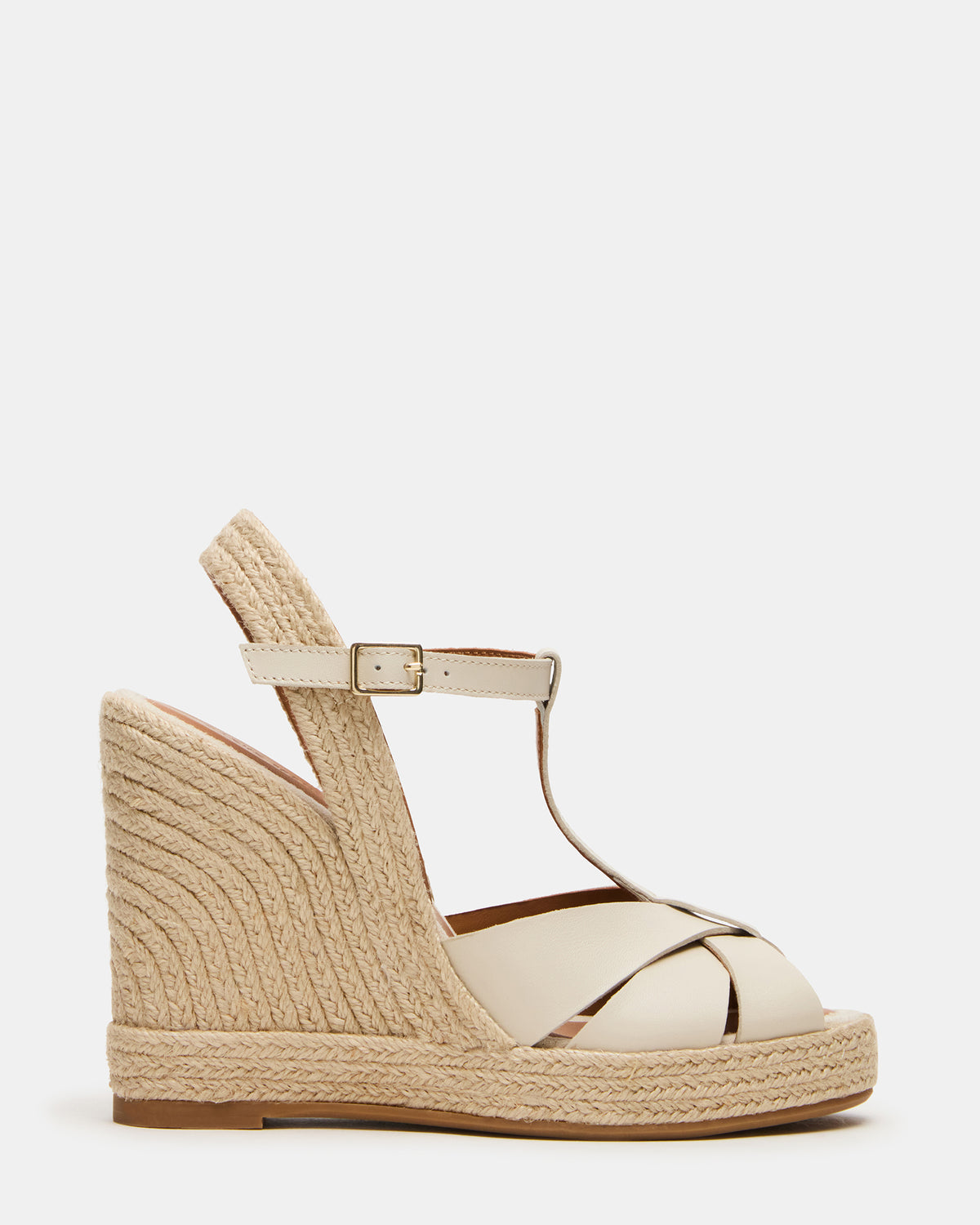 THELMA Bone Leather Espadrille Wedge Ankle Strap Women's Sandal - Steve Madden