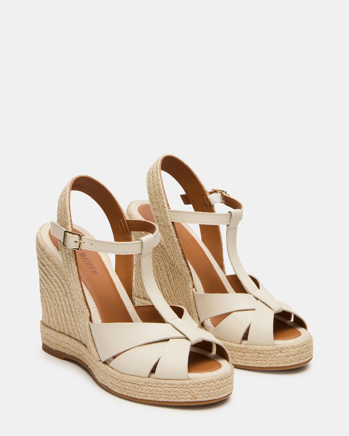 THELMA Bone Leather Espadrille Wedge Ankle Strap Women's Sandal - Steve Madden