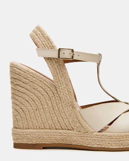 THELMA Bone Leather Espadrille Wedge Ankle Strap Women's Sandal - Steve Madden