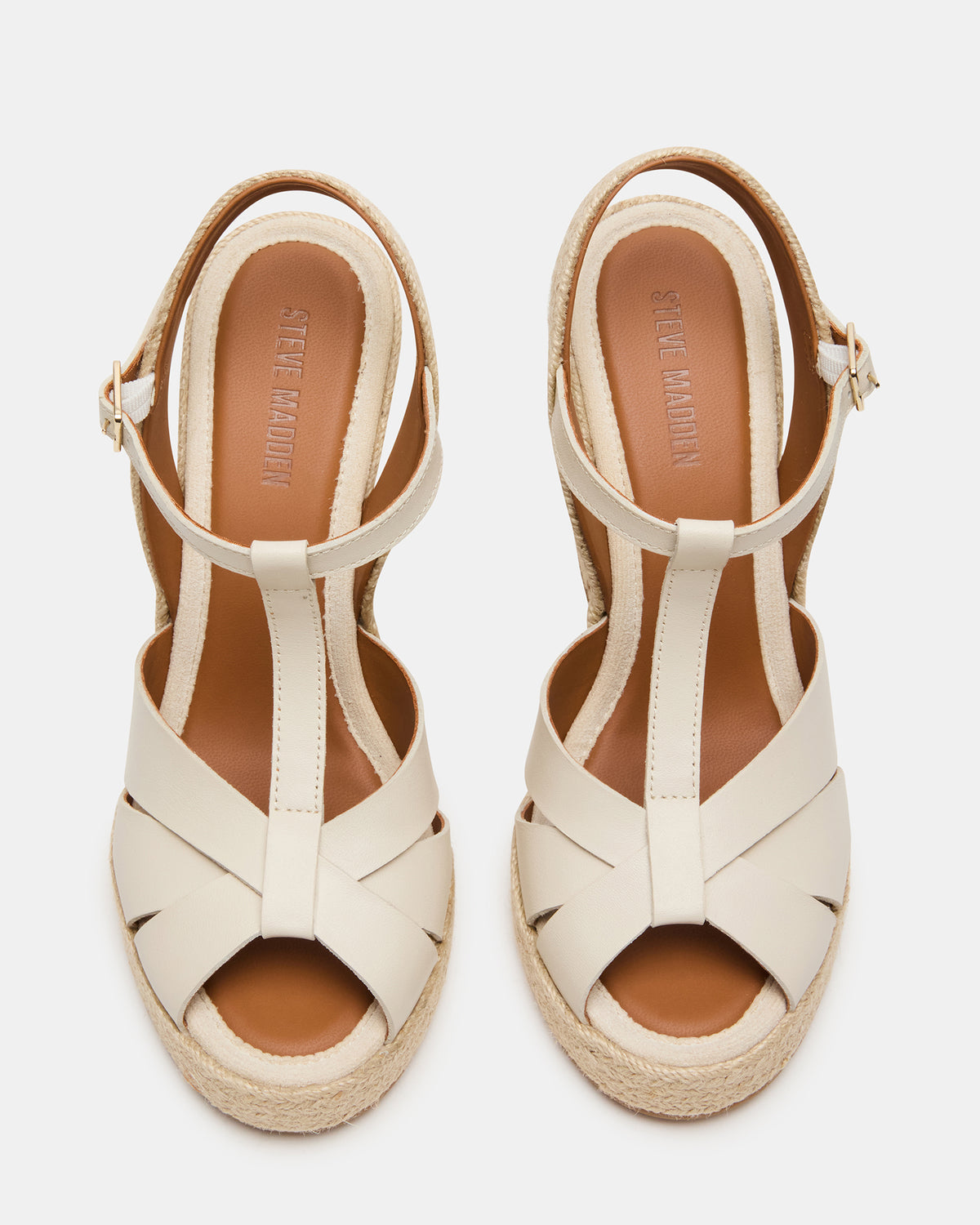 THELMA Bone Leather Espadrille Wedge Ankle Strap Women's Sandal - Steve Madden