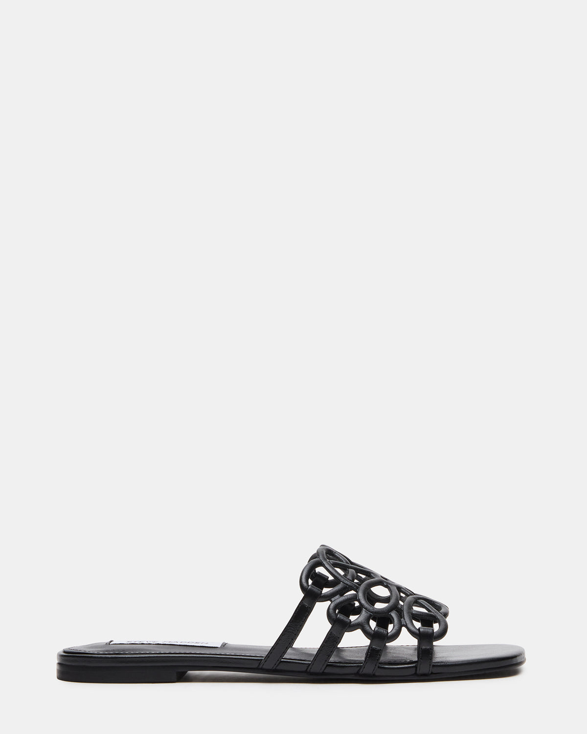LOTUS Black Leather Square-Toe Slide Women's Sandal - Steve Madden