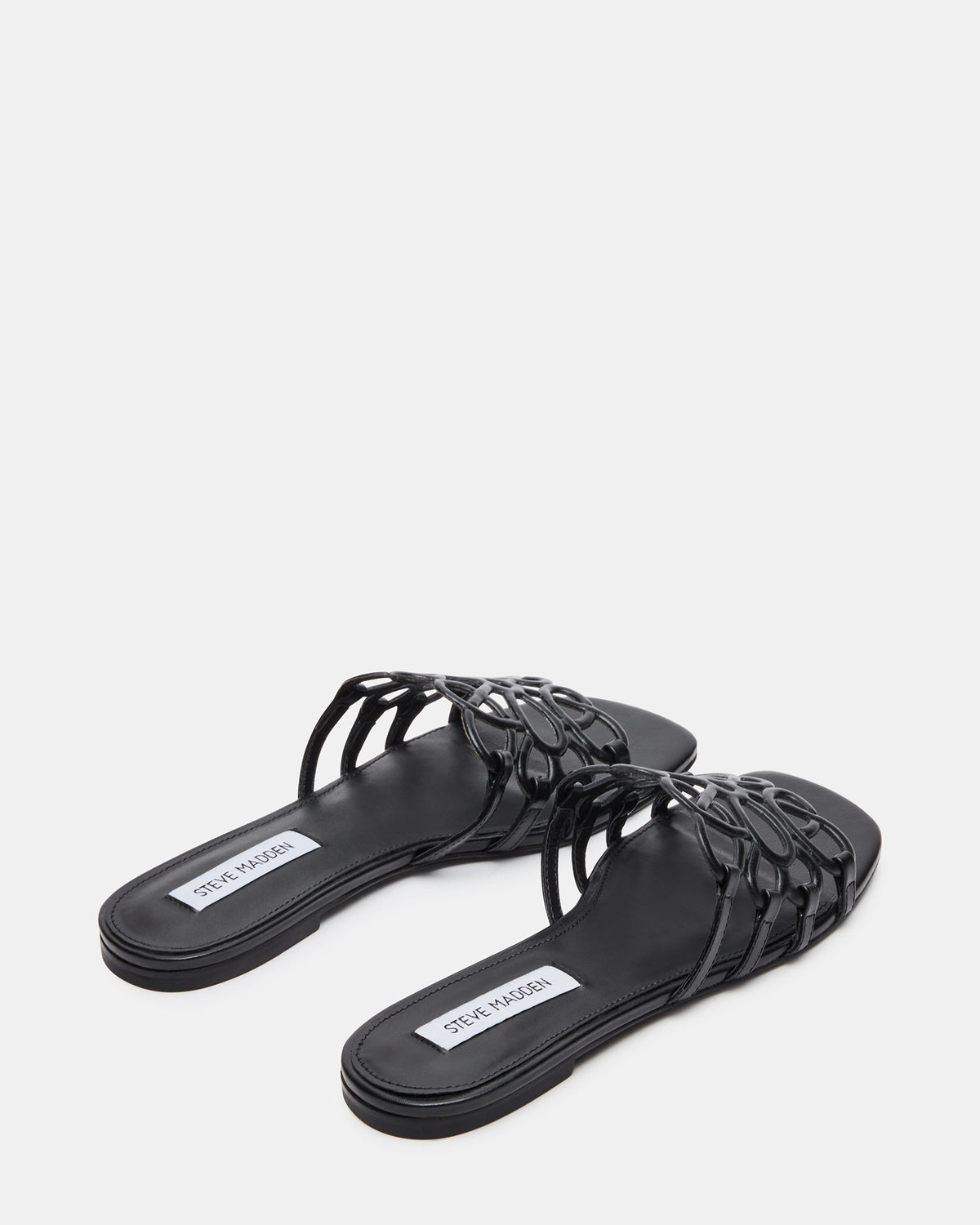 LOTUS Black Leather Square-Toe Slide Women's Sandal - Steve Madden