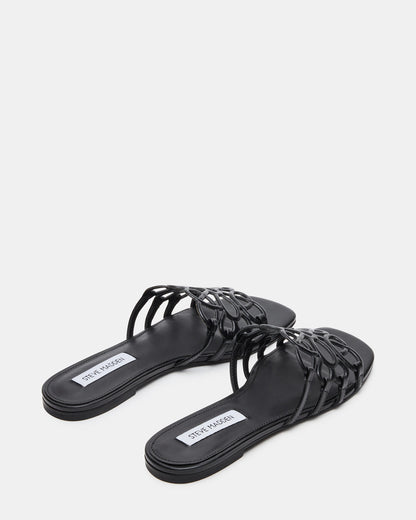 LOTUS Black Leather Square-Toe Slide Women's Sandal - Steve Madden