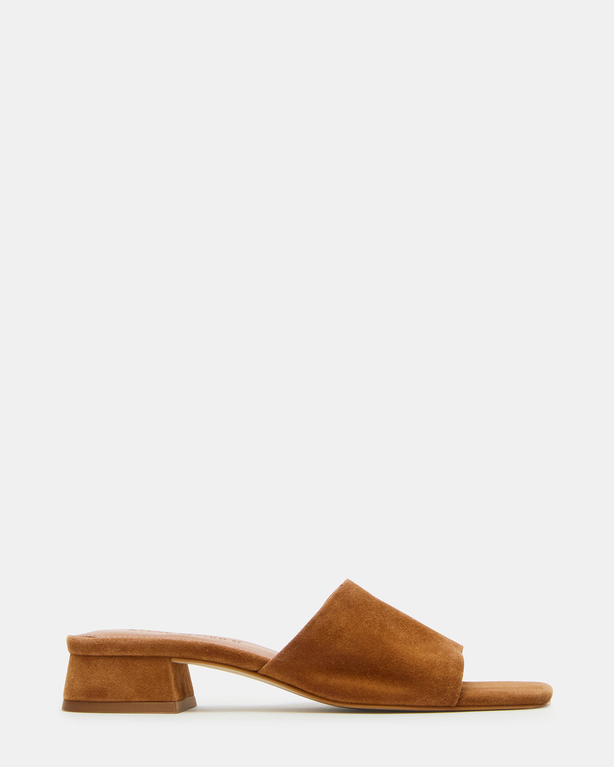 MONTGOMERY Chestnut Suede Square-Toe Slide Mule Women's Sandal - Steve Madden