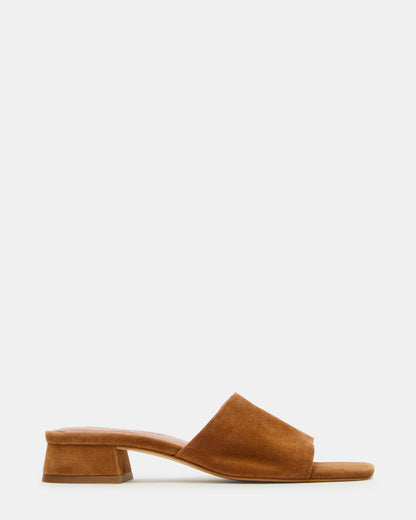 MONTGOMERY Chestnut Suede Square-Toe Slide Mule Women's Sandal - Steve Madden