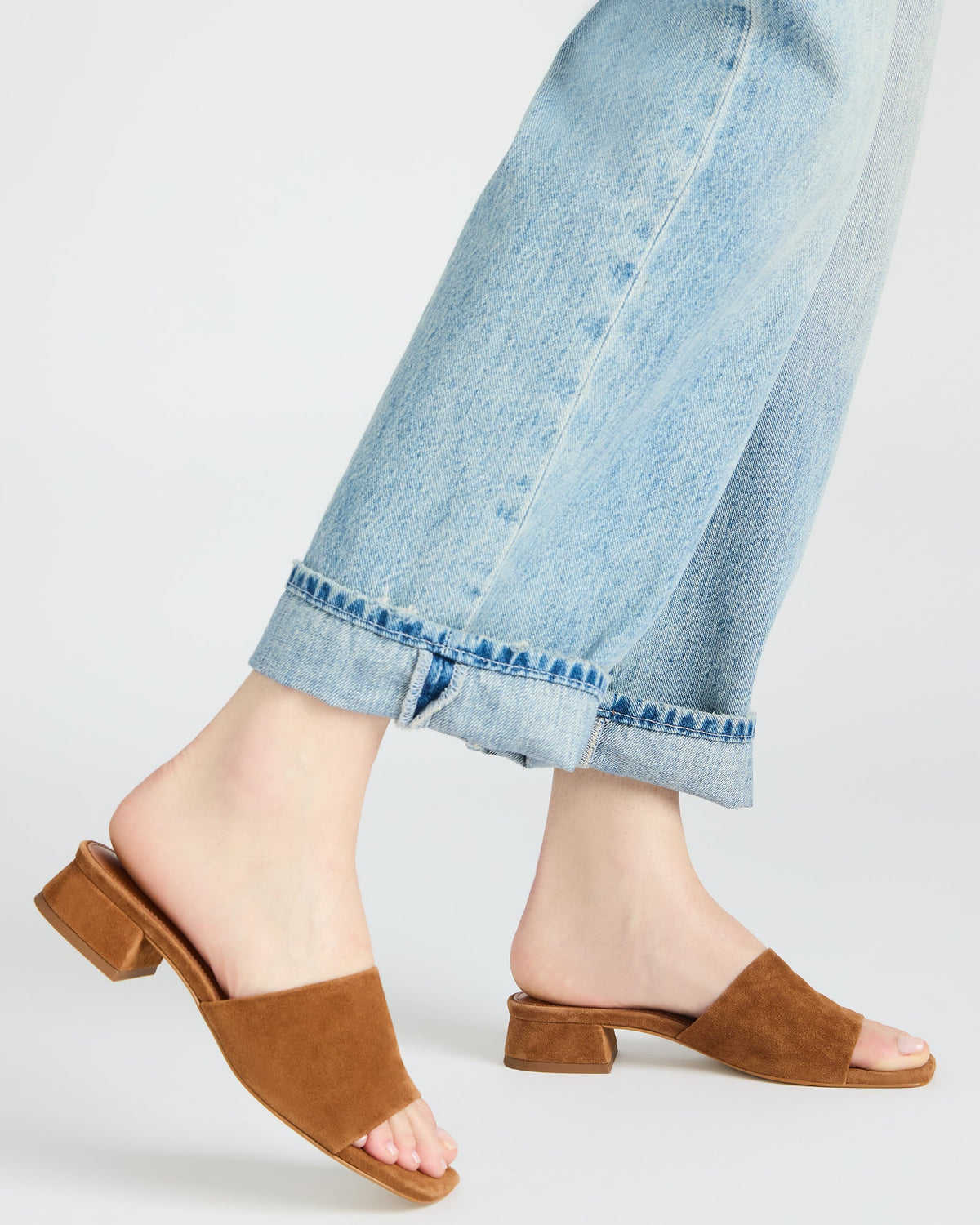 MONTGOMERY Chestnut Suede Square-Toe Slide Mule Women's Sandal - Steve Madden