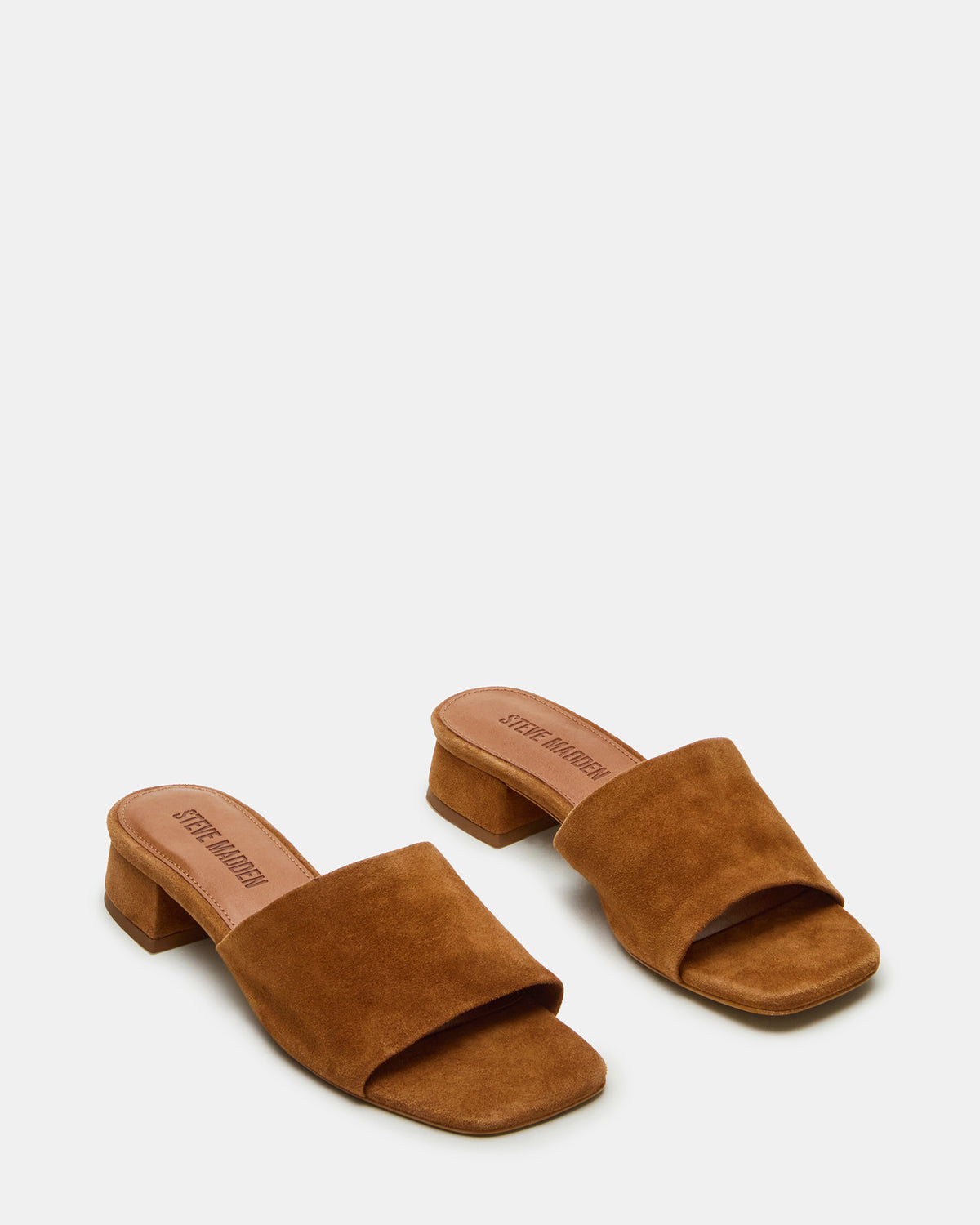 MONTGOMERY Chestnut Suede Square-Toe Slide Mule Women's Sandal - Steve Madden