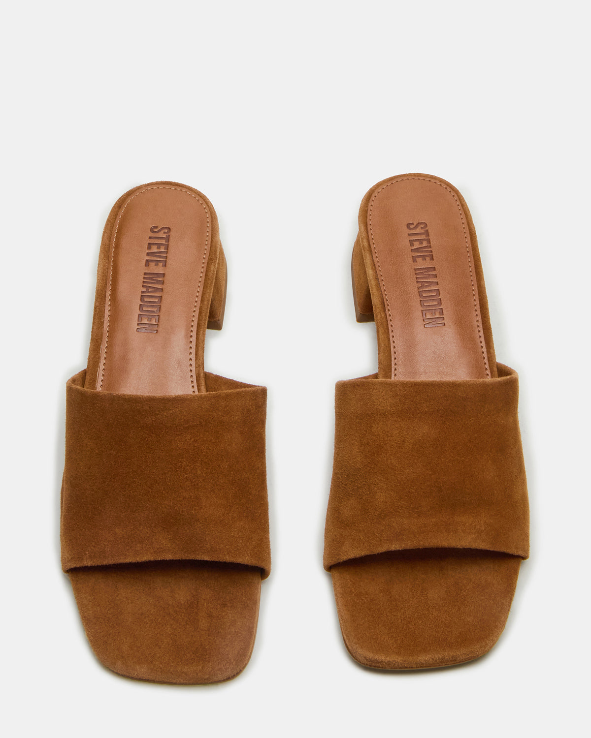MONTGOMERY Chestnut Suede Square-Toe Slide Mule Women's Sandal - Steve Madden