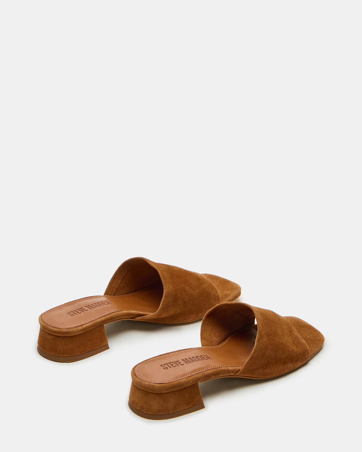 MONTGOMERY Chestnut Suede Square-Toe Slide Mule Women's Sandal - Steve Madden