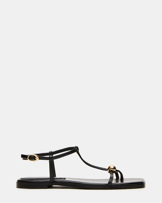RITZY Black Square-Toe Strappy Women's Sandal - Steve Madden