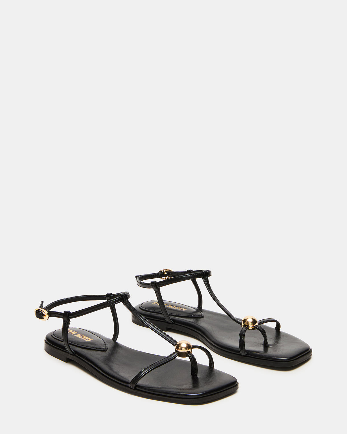 RITZY Black Square-Toe Strappy Women's Sandal - Steve Madden