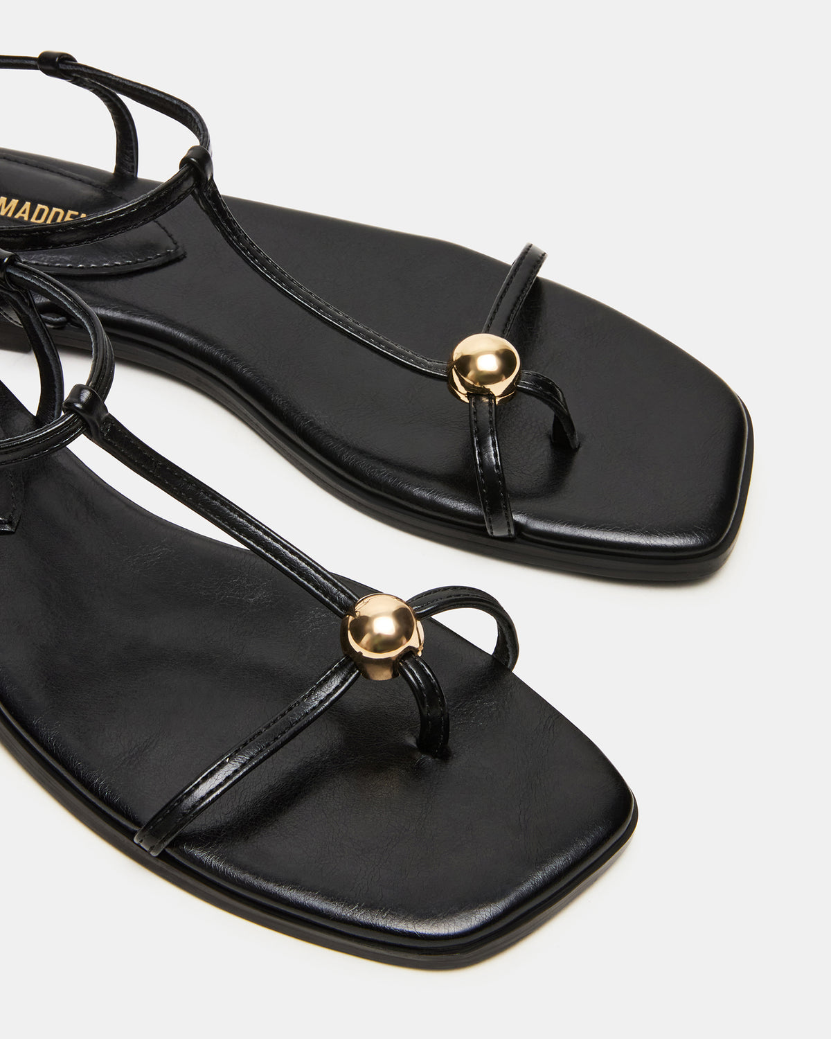 RITZY Black Square-Toe Strappy Women's Sandal - Steve Madden