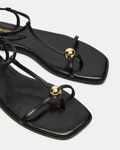 RITZY Black Square-Toe Strappy Women's Sandal - Steve Madden