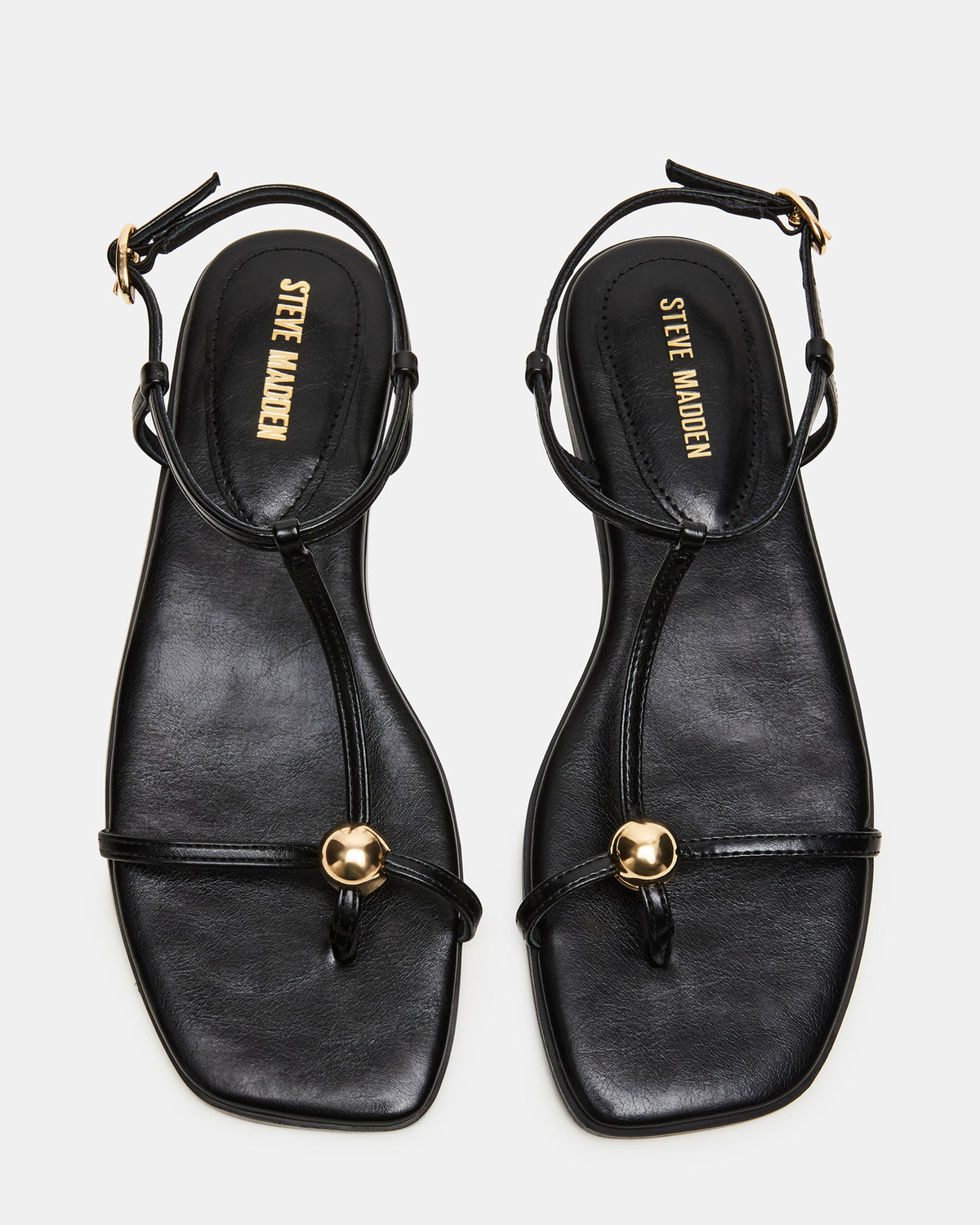 RITZY Black Square-Toe Strappy Women's Sandal - Steve Madden