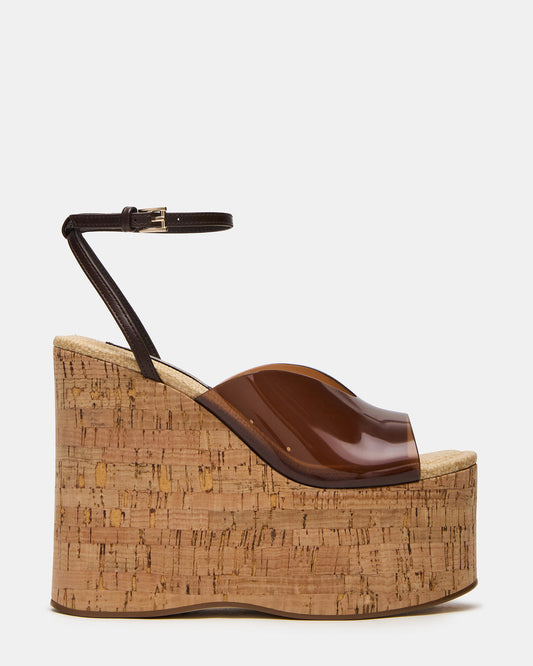 SINAI Brown Square-Toe Platform Wedge Strappy Women's Sandal - Steve Madden