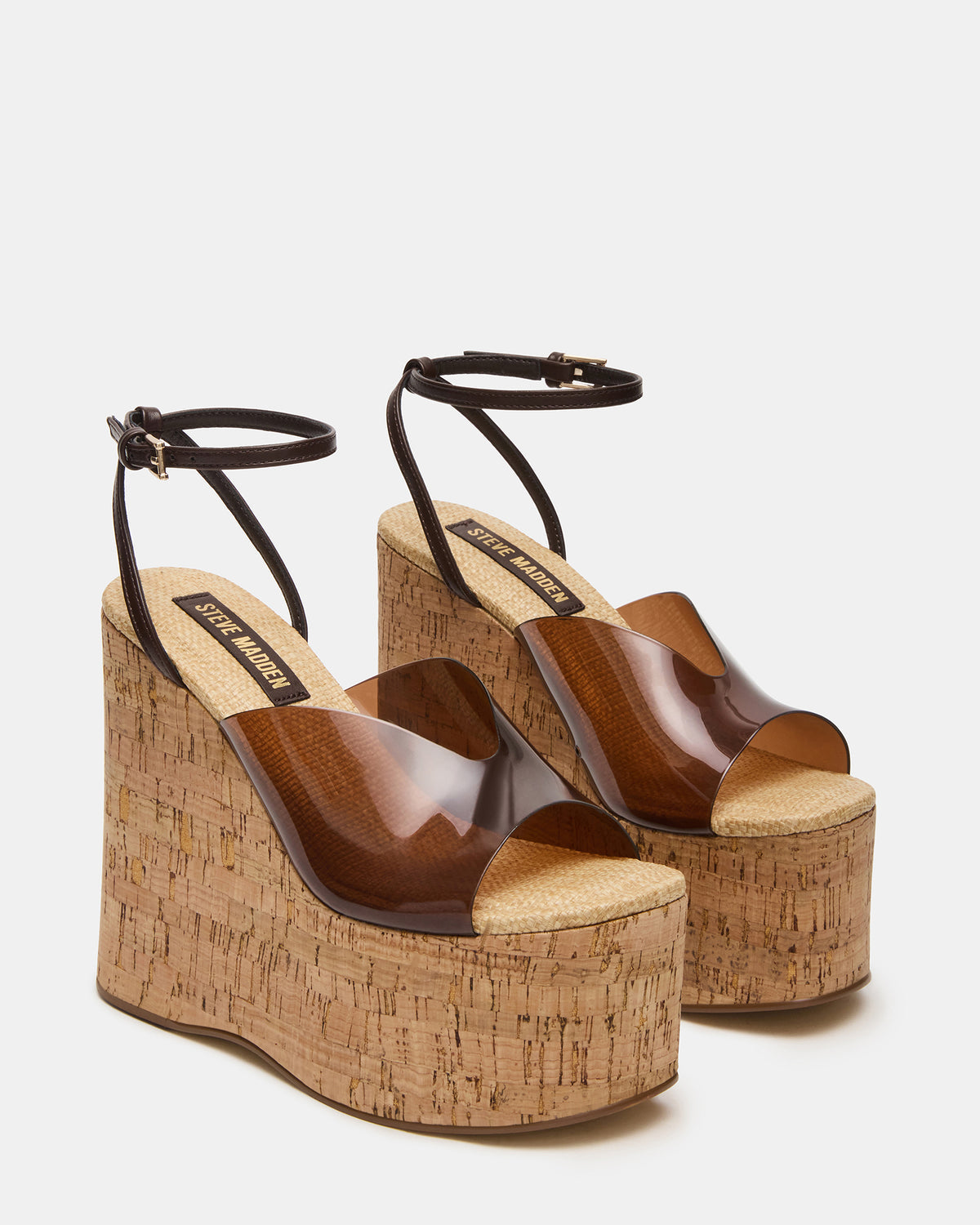 SINAI Brown Square-Toe Platform Wedge Strappy Women's Sandal - Steve Madden