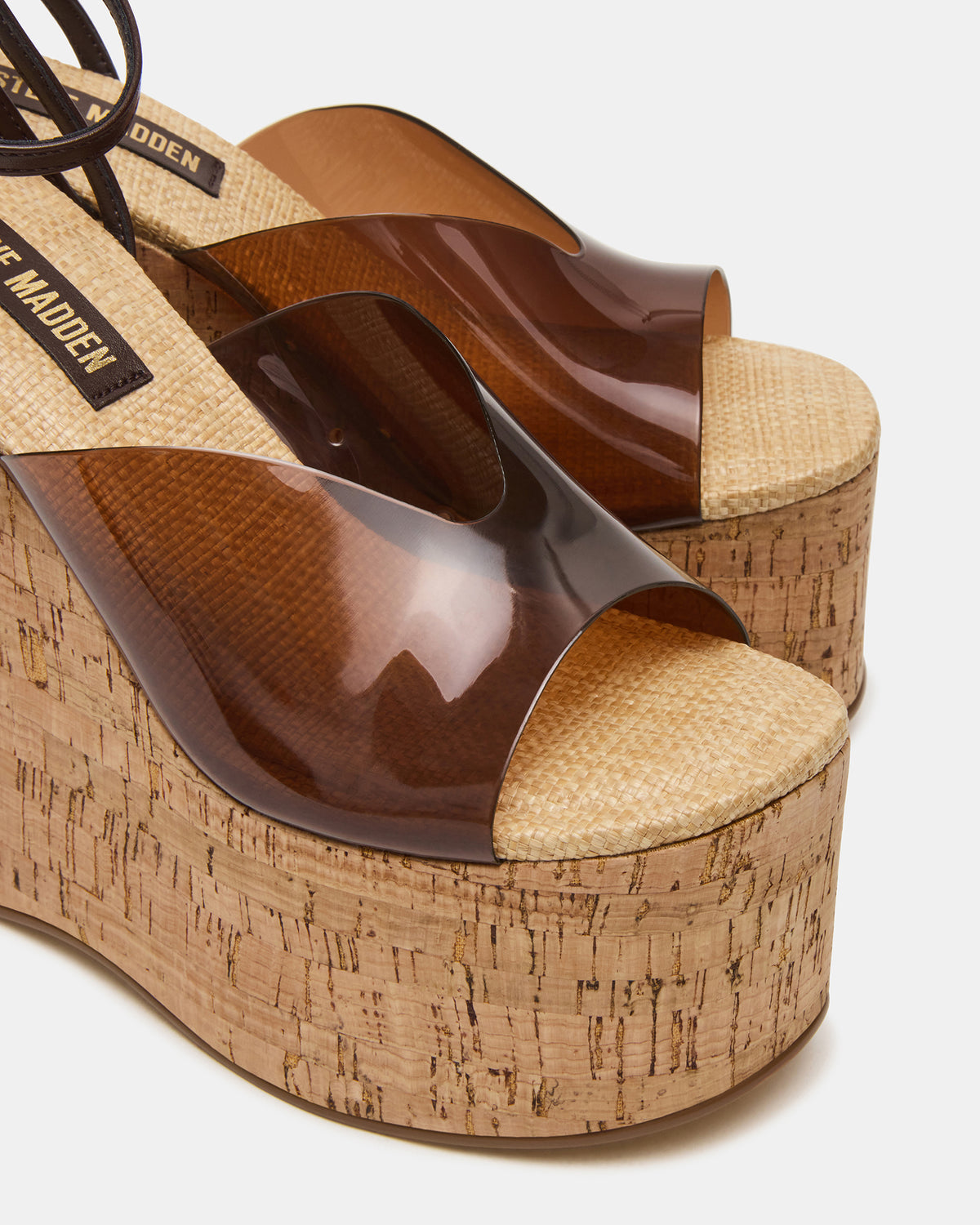 SINAI Brown Square-Toe Platform Wedge Strappy Women's Sandal - Steve Madden