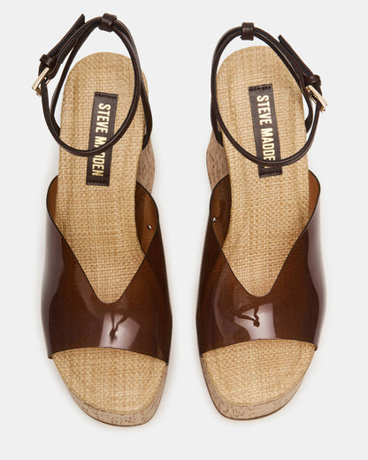 SINAI Brown Square-Toe Platform Wedge Strappy Women's Sandal - Steve Madden