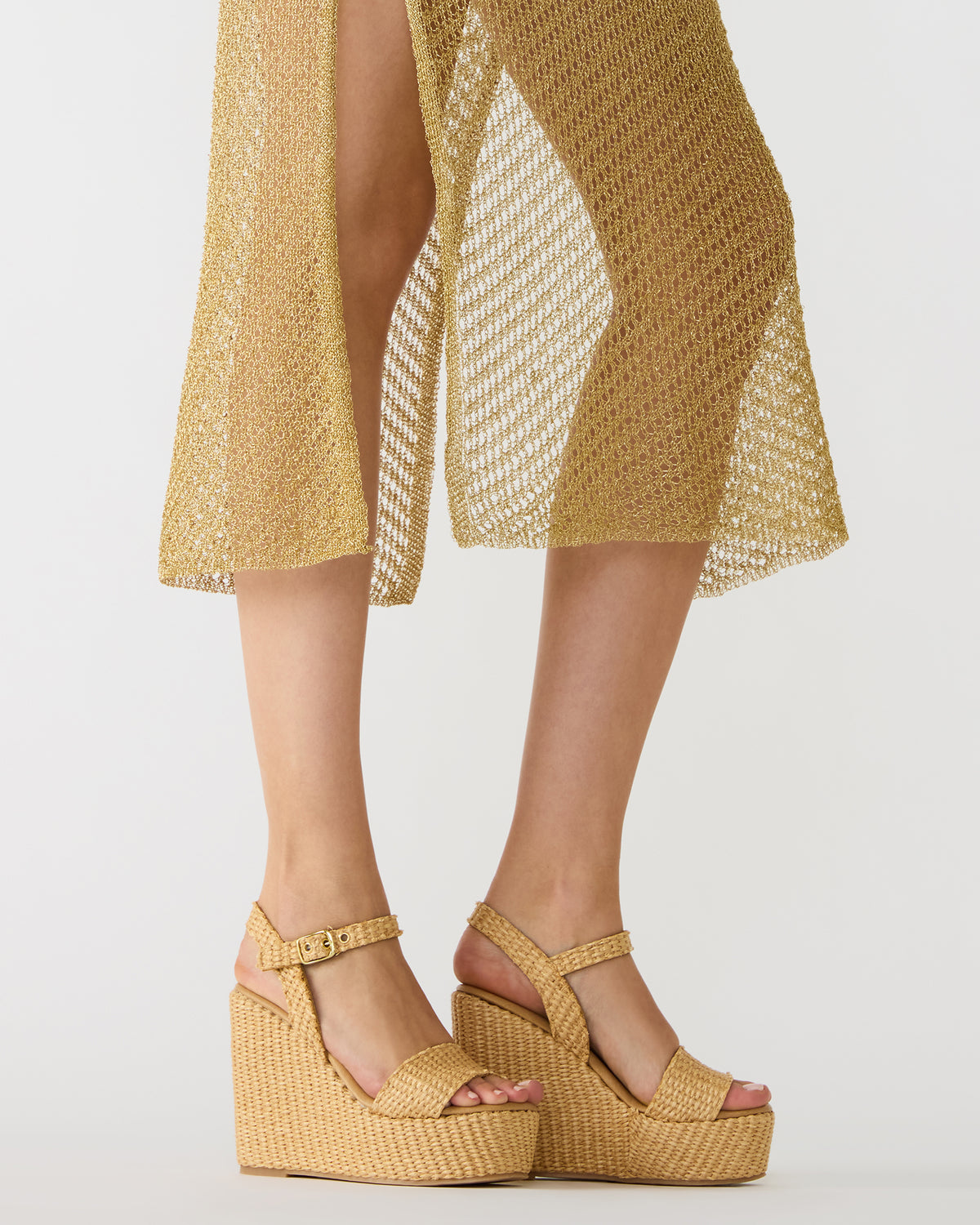 PALM Natural Raffia Platform Wedge Women's Sandal - Steve Madden