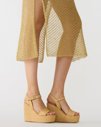 PALM Natural Raffia Platform Wedge Women's Sandal - Steve Madden