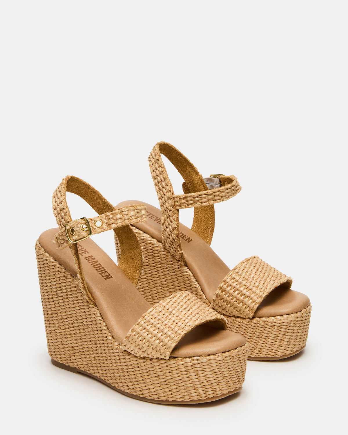 PALM Natural Raffia Platform Wedge Women's Sandal - Steve Madden