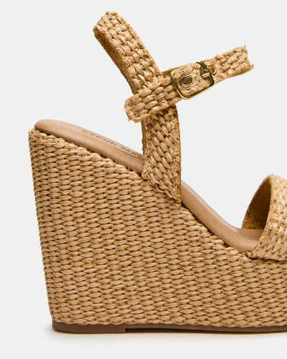 PALM Natural Raffia Platform Wedge Women's Sandal - Steve Madden