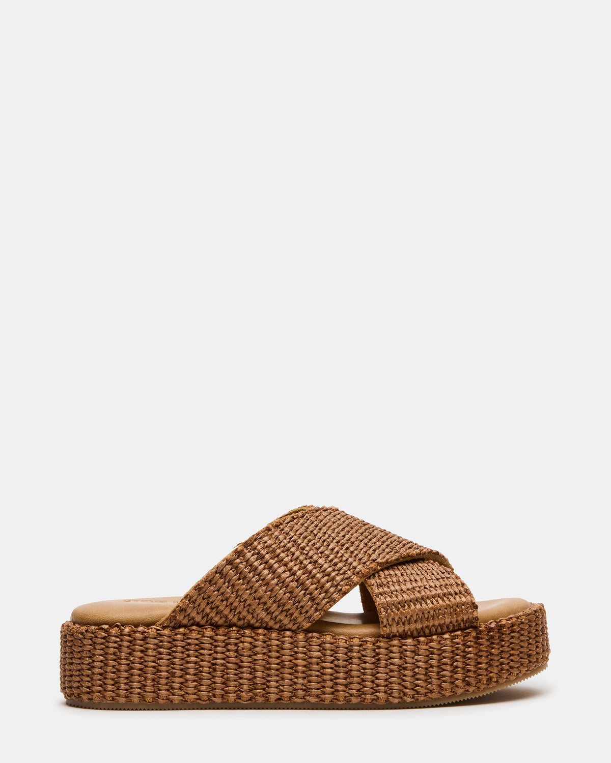 TULUM Brown Raffia Platform Flatform Women's Sandal - Steve Madden