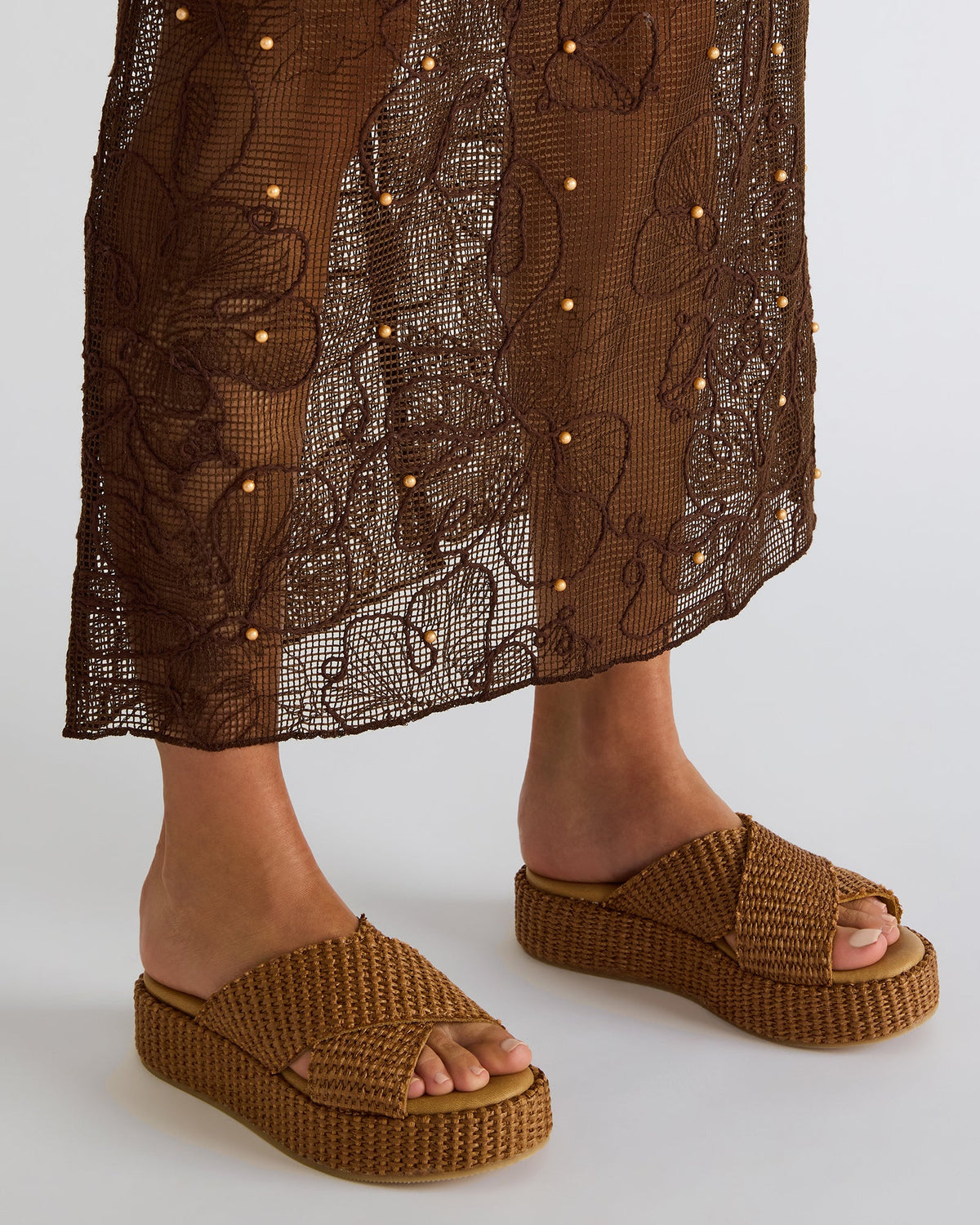 TULUM Brown Raffia Platform Flatform Women's Sandal - Steve Madden