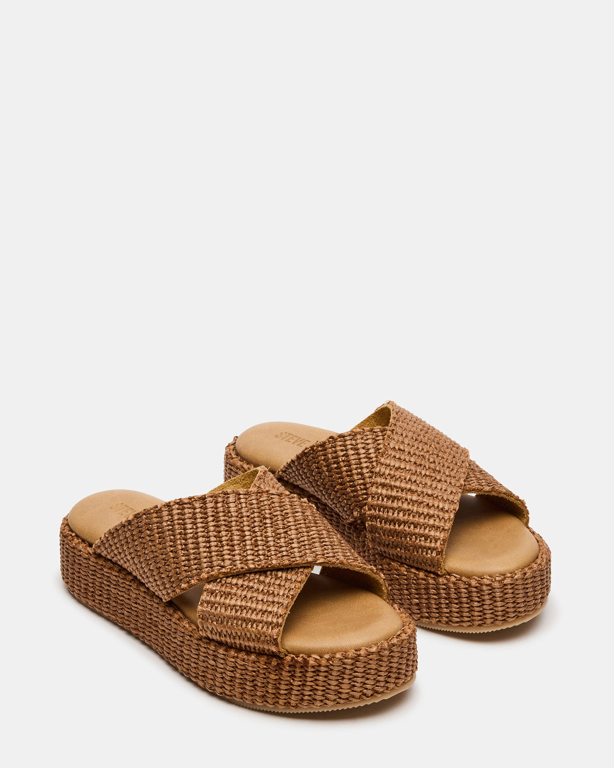 TULUM Brown Raffia Platform Flatform Women's Sandal - Steve Madden