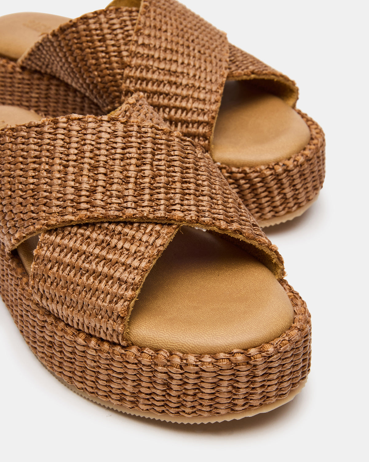 TULUM Brown Raffia Platform Flatform Women's Sandal - Steve Madden