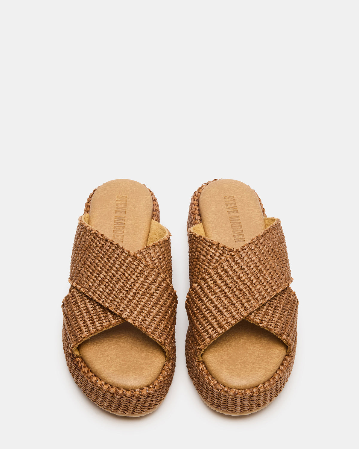 TULUM Brown Raffia Platform Flatform Women's Sandal - Steve Madden