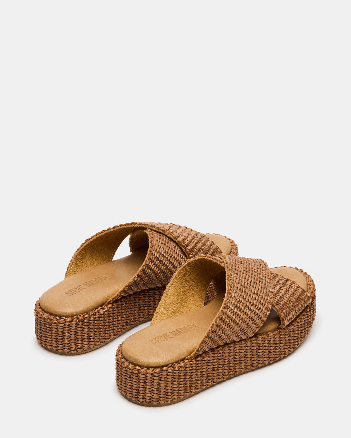 TULUM Brown Raffia Platform Flatform Women's Sandal - Steve Madden