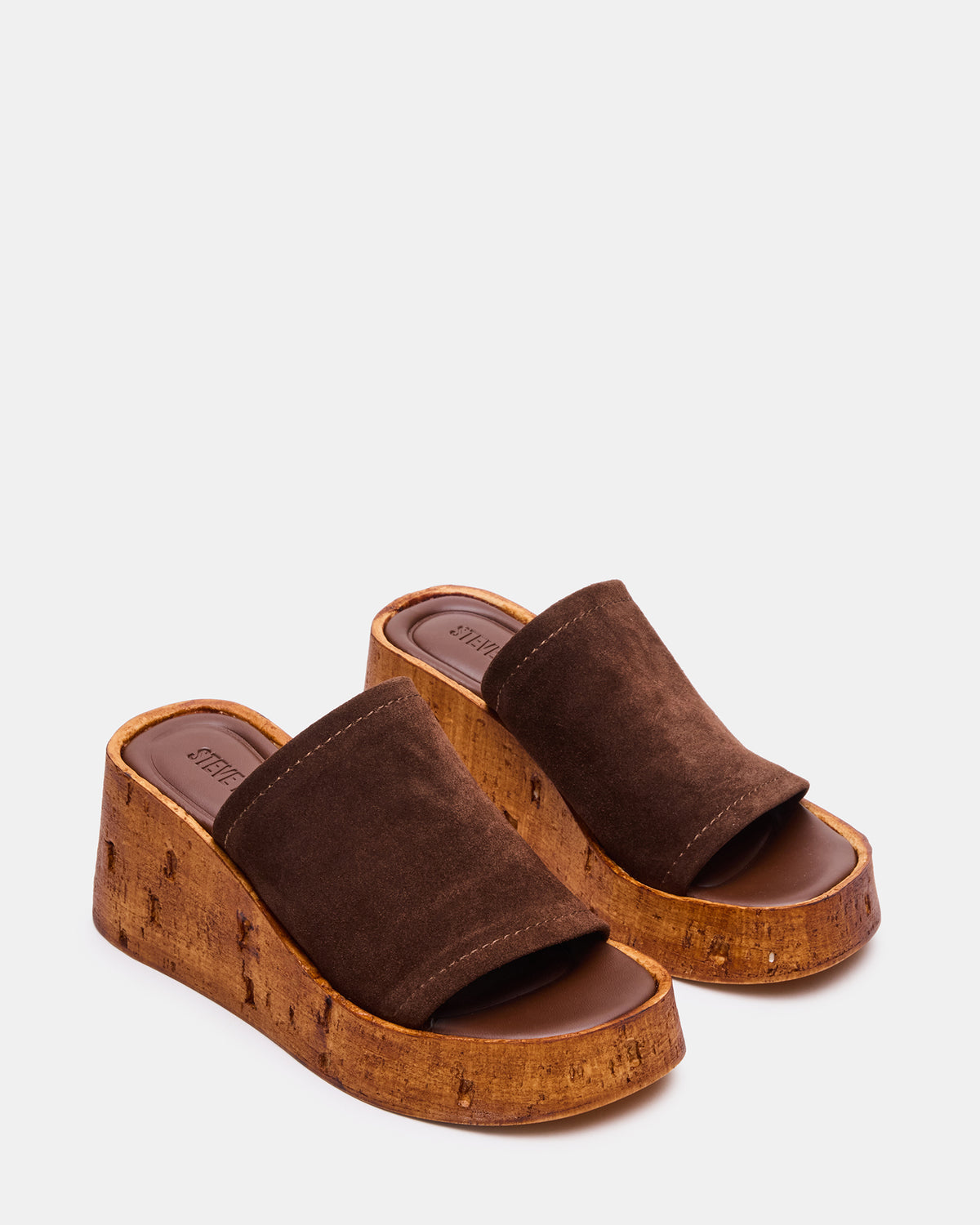 CELLAR Brown Suede Platform Wedge Square-Toe Women's Sandal - Steve Madden