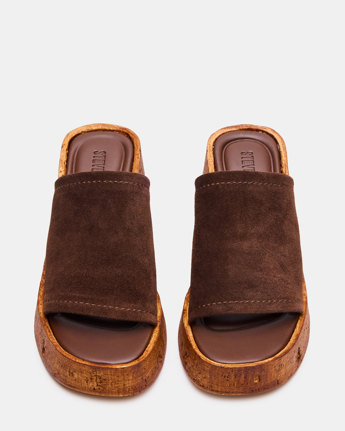 CELLAR Brown Suede Platform Wedge Square-Toe Women's Sandal - Steve Madden