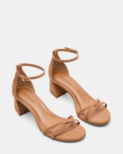RAE Tan Nubuck Strappy Block Heel Women's Sandal - Steve Madden