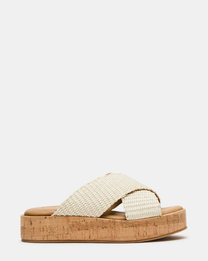 TULUM Bone Raffia Platform Flatform Women's Sandal - Steve Madden
