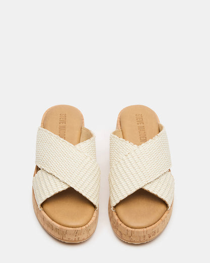 TULUM Bone Raffia Platform Flatform Women's Sandal - Steve Madden