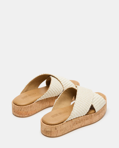 TULUM Bone Raffia Platform Flatform Women's Sandal - Steve Madden