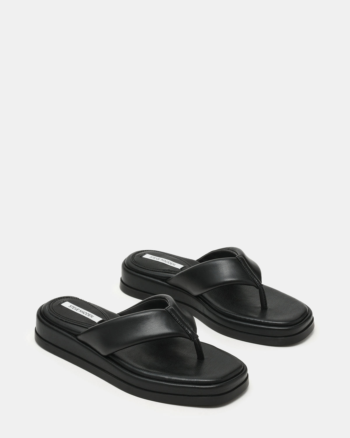 BELLA Black Thong Square-Toe Platform Women's Sandal - Steve Madden