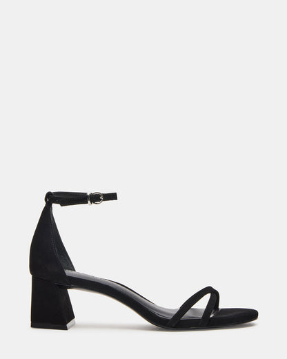 RAE Black Nubuck Strappy Block Heel Women's Sandal - Steve Madden