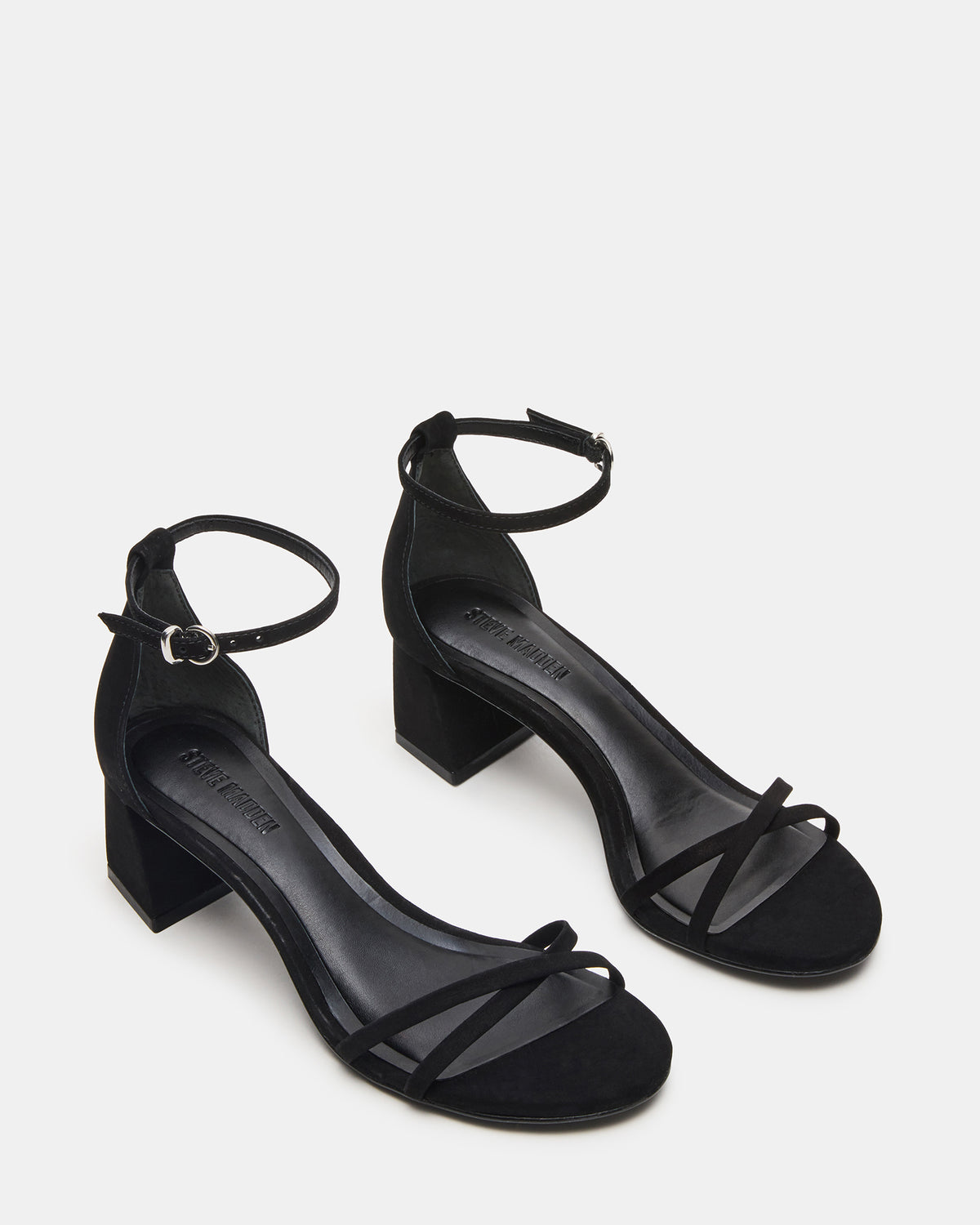 RAE Black Nubuck Strappy Block Heel Women's Sandal - Steve Madden