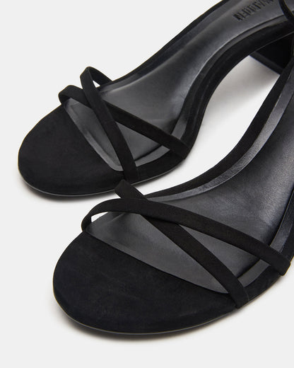 RAE Black Nubuck Strappy Block Heel Women's Sandal - Steve Madden