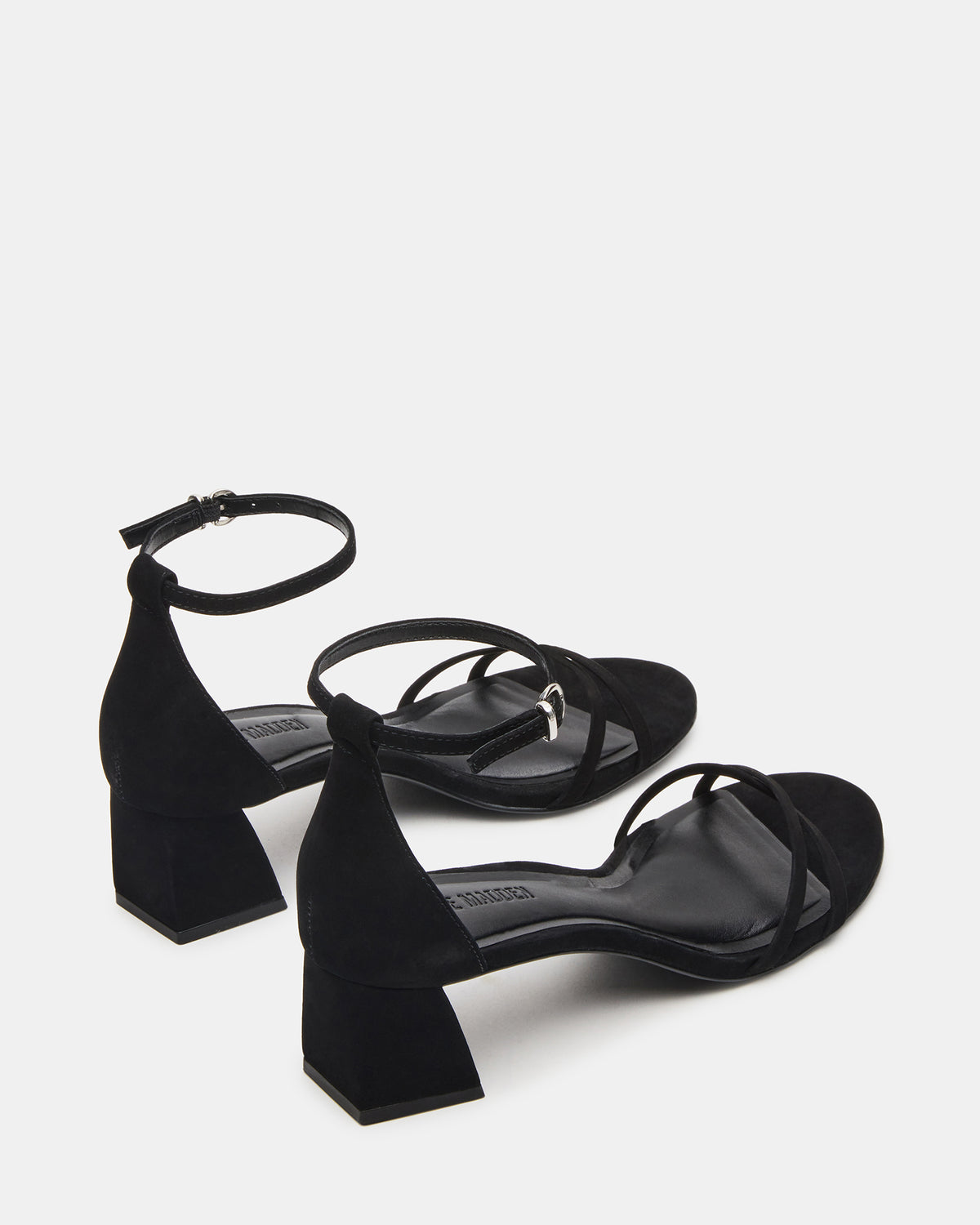 RAE Black Nubuck Strappy Block Heel Women's Sandal - Steve Madden