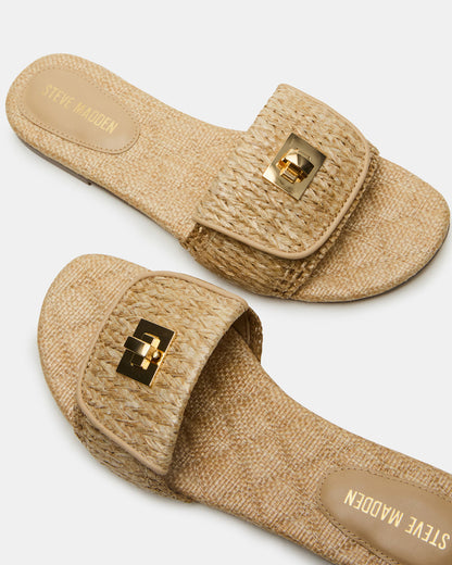 MORELAND Natural Raffia Slide Women's Sandal - Steve Madden